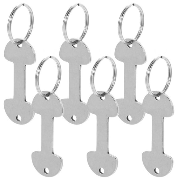 OUNONA Portable Shopping Trolley Token Stainless Steel Keychain 6Pcs