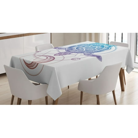 

Turtle Tablecloth Sacred Geometry Inspired Design with Crescent Moon Stars and Circle Dashed Lines Rectangular Table Cover for Dining Room Kitchen 52 X 70 Inches Multicolor by Ambesonne