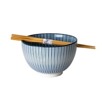 Porcelain Ramen Udon Noodle Rice Bowl With Chopsticks 20 fl oz Sendan Tokusa Design 6 inch Diameter Bowl Sets Color Box Packaging