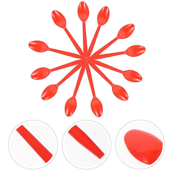 Soimiss Red Disposable Plastic Spoons for Kitchen Use Suitable for Desserts and Everyday Occasions 80 Pieces