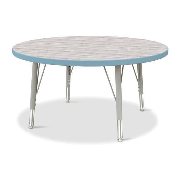 Round Activity Table - 36" Diameter, E-height - Driftwood Gray/Coastal Blue/Gray