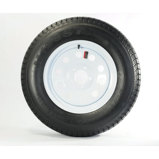 Trailer Tire On Rim ST205/75D14 14 in. Load C 5 Lug White Modular Wheel