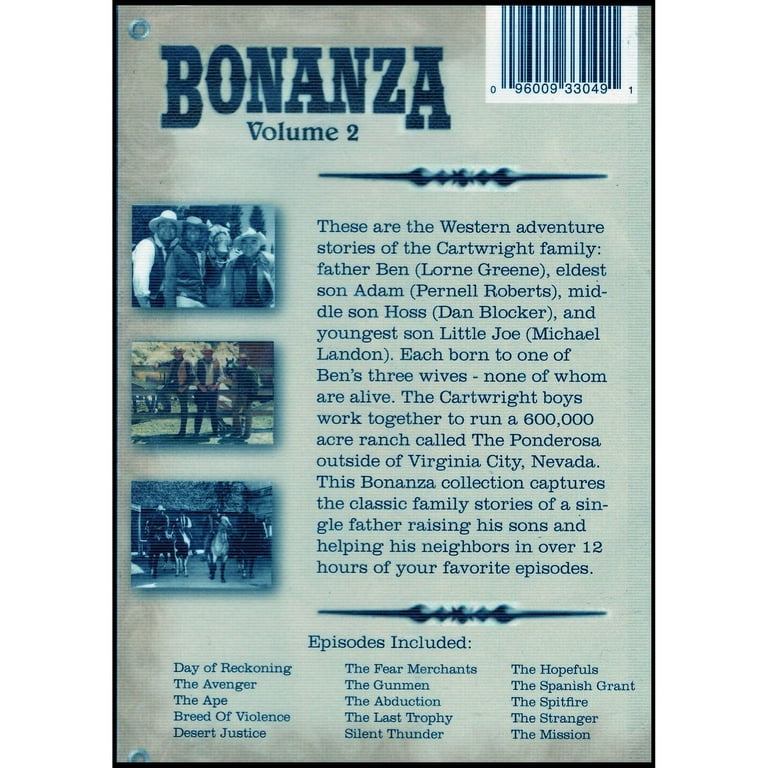 Bonanza Vol. 2 NEW DVD 8 Episodes Classic Western Lorne