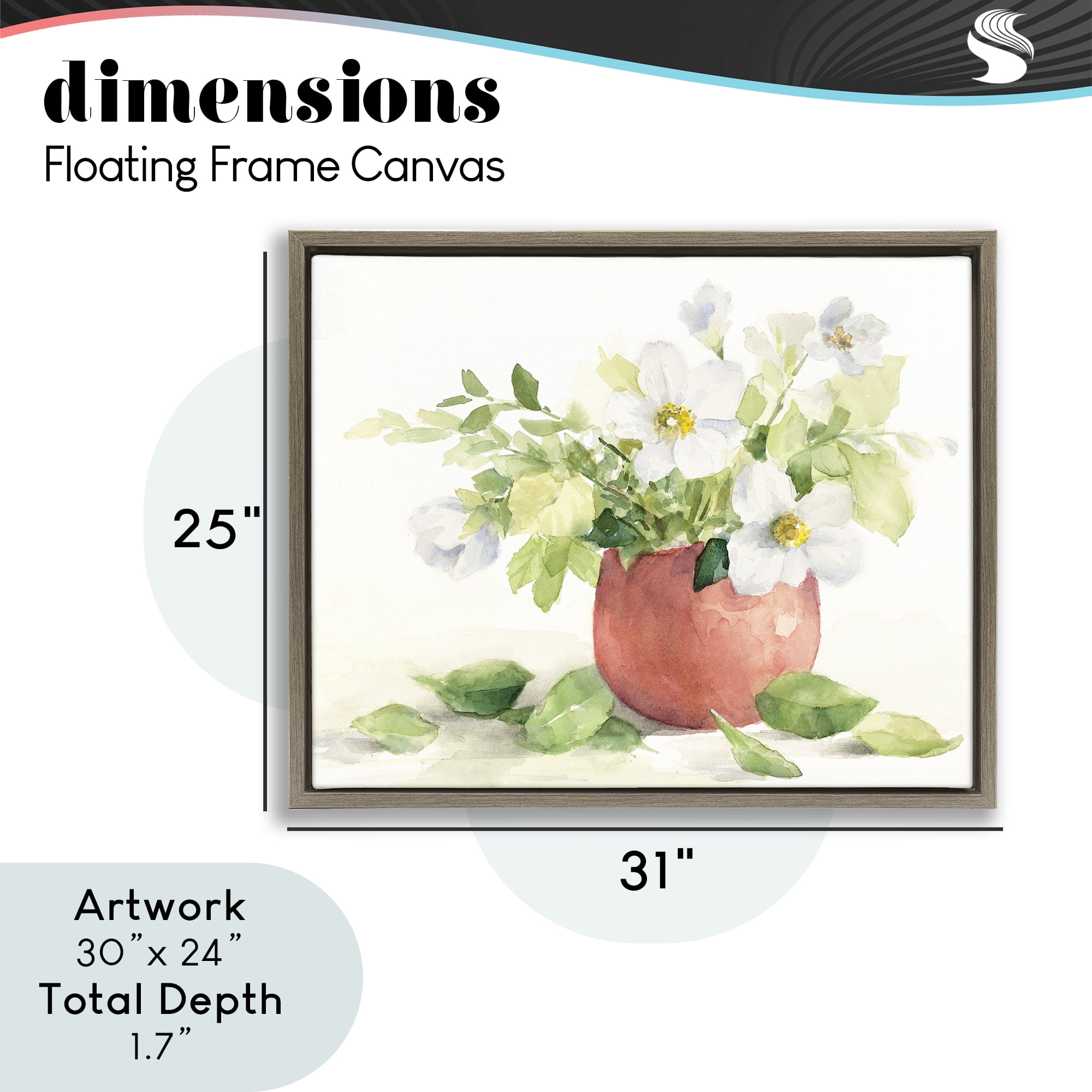 Stupell Industries White Anemones in Copper Vase Brown Framed Floater Canvas Wall Art, design by Lanie Loreth