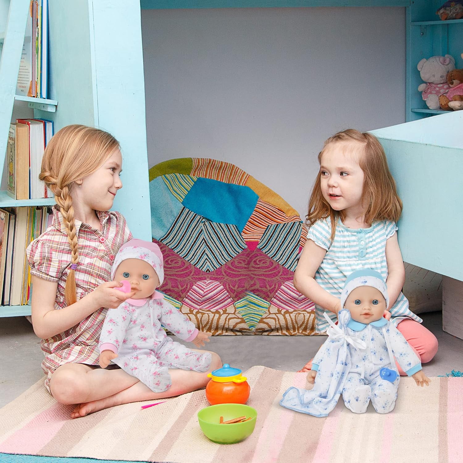 Gift Boutique Soft Body Twin Baby Dolls for Toddlers in Gift Box, 12 Inch Baby Doll with Pacifier, Baby Girl Doll and Baby Boy Doll