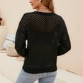 thumbnail image 4 of Womens Knitting Tops Pullover Eyelet Hole Long Sleeve Crew Neck Sweaters Loose Fitting Solid Knitwear, 4 of 7