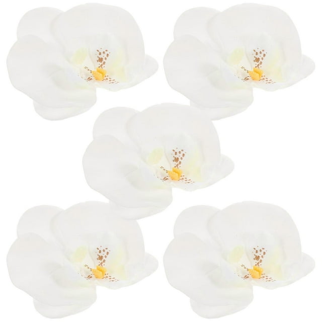 5pcs Artificial Silk Phalaenopsis Flower Heads – Fake Butterfly Orchid for DIY Crafts, Hair Decoration, Wedding & Party Accessories – Fade Resistant