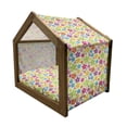 thumbnail image 2 of Colorful Pet House, Sixties Inspired Colorful Flowers Hippie Motifs Flourishing Nature Illustration, Outdoor & Indoor Portable Dog Kennel with Pillow and Cover, 5 Sizes, Multicolor, by Ambesonne, 2 of 5