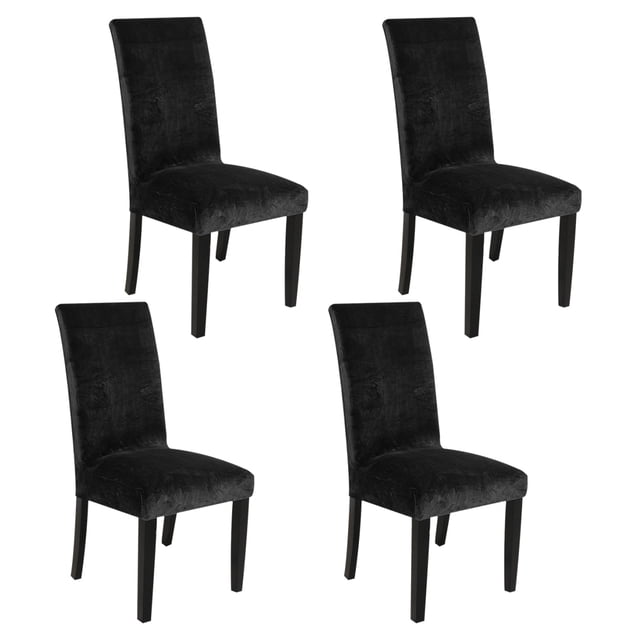 keepw 1/2/3 2pack/lot Exquisite Craft Dining Chair Covers - Dirt Protection For Wedding Easy To Clean Elastic Black 4 pcs 1 Pc