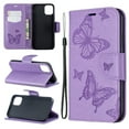 thumbnail image 4 of Allytech iPhone 11 Case (6.1"), Slim Fit PU Leather Folio Butterfly Embossed Shockproof Wrist Hand Strap Flip Cards Holder Wallet Case TPU Back Cover for Apple iPhone 11, Violet, 4 of 8