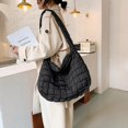 thumbnail image 2 of Autumn And Winter Women Down Bag Color Check Bag Large Capacity Messenger Bag, 2 of 8