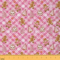 Castle Fairy Merry Christmas Girl Fabric by the Yard 3 Yards,Geometric Plaid Sewing Fabric,Gingerbread Man Fabric for Sewing,Ultra Soft Home Decor