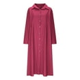 thumbnail image 6 of IROINNID Women Vintage Cotton Linen Long Irregular Hem Dress Shirt Collar Button Down Casual Boho Loose Fit Maxi Dress with Pockets Comfortable Fall Dress(Z01#Hot Pink,3XL), 6 of 9