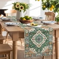thumbnail image 2 of Table Runner 60 Inches Long for Kitchen Dining, Green Orange Beige Boho Dresser Scarf Farmhouse, Dining Table Decorations for Wedding/Parties, Retro Ethnic Tribal Abstract Art 13 x 60 In, 2 of 9
