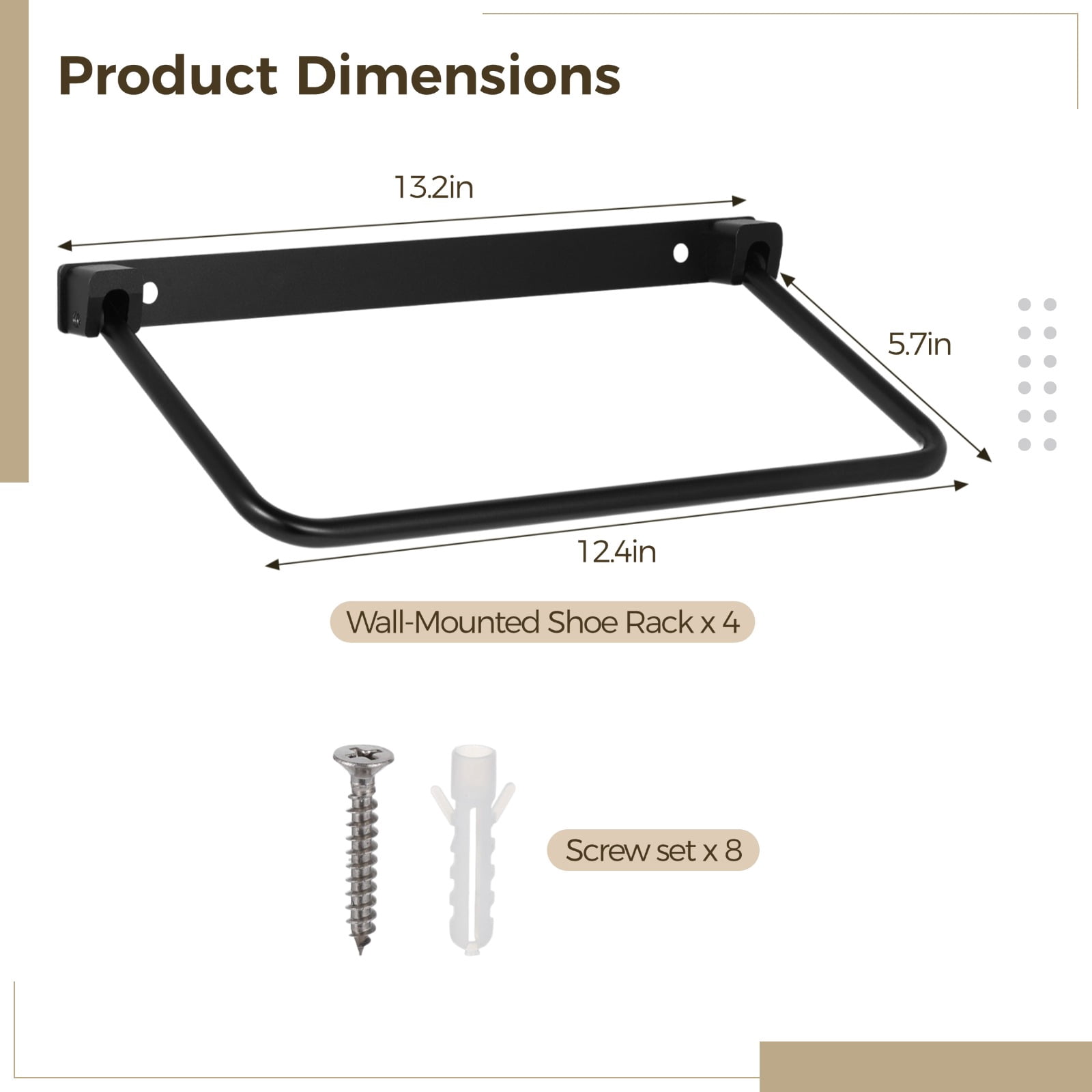 4 Pack Foldable Wall-Mounted Shoe Rack – Aluminum Space-Saving Organizer with Expansion Screws, Ideal for Entryway, Closet & RV