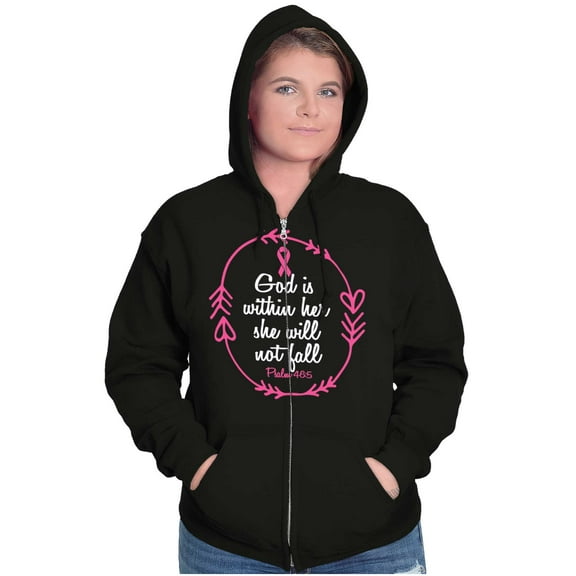 Breast Cancer Awareness Faith in God Zip Hoodie Sweatshirt Women Brisco Brands S
