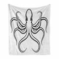 thumbnail image 1 of Octopus Soft Flannel Fleece Blanket, Image of an Sea Animal with Large Tentacles Depicted as Monster of All Oceans, Cozy Plush for Indoor and Outdoor Use, 50" x 70", White and Black, by Ambesonne, 1 of 6