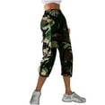 thumbnail image 6 of Ofertas en Walmart! QATAINLAV Women's Loose Wide Leg Cargo Pants Outdoor Camo Work Cropped Trousers Casual Elastic Waist Hiking Capri Pants with Pockets Army Green S, 6 of 9