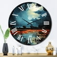 thumbnail image 3 of Designart "Dramatic Nights with Lightning VII" Landscapes Oversized Wall Clock, 3 of 5