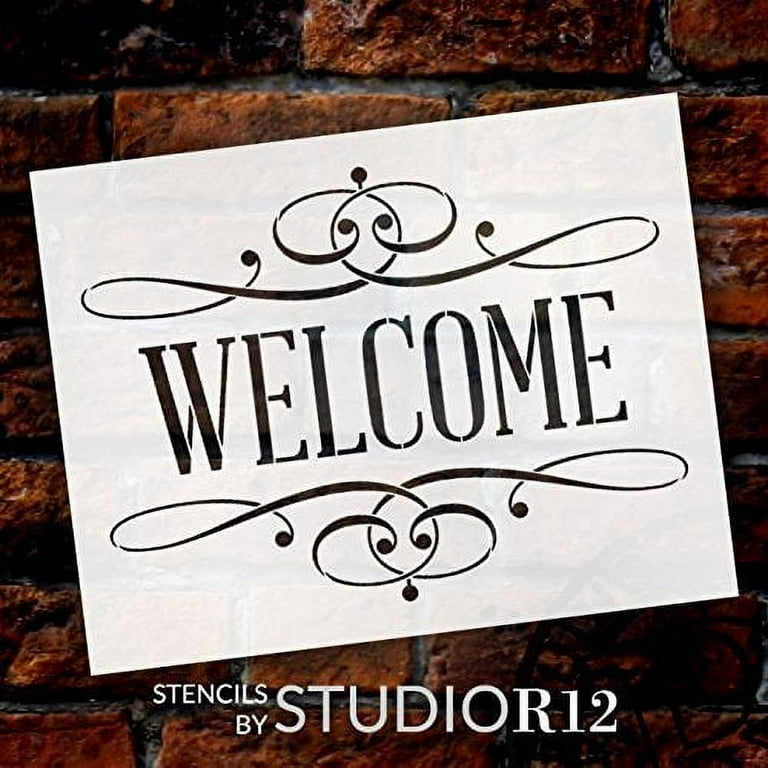 Welcome Stencil by StudioR12 Skinny Serif Arched Word Art - Small 8 x  4-inch Reusable Mylar Template Painting, Chalk, Mixed Media Use for  Journaling, DIY Home Decor - STCL583_1 