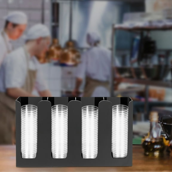 Acrylic Sauce Cup Dispenser 4 Partitions Cup Lid Organizer Storage Rack Kitchen