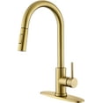 thumbnail image 2 of Gold Kitchen Faucets with Pull-Down Sprayer, Modern Kitchen Sink Faucet Stainless Steel Single Handle Kitchen Faucet with Deck Plate, Brushed Gold, 2 of 5