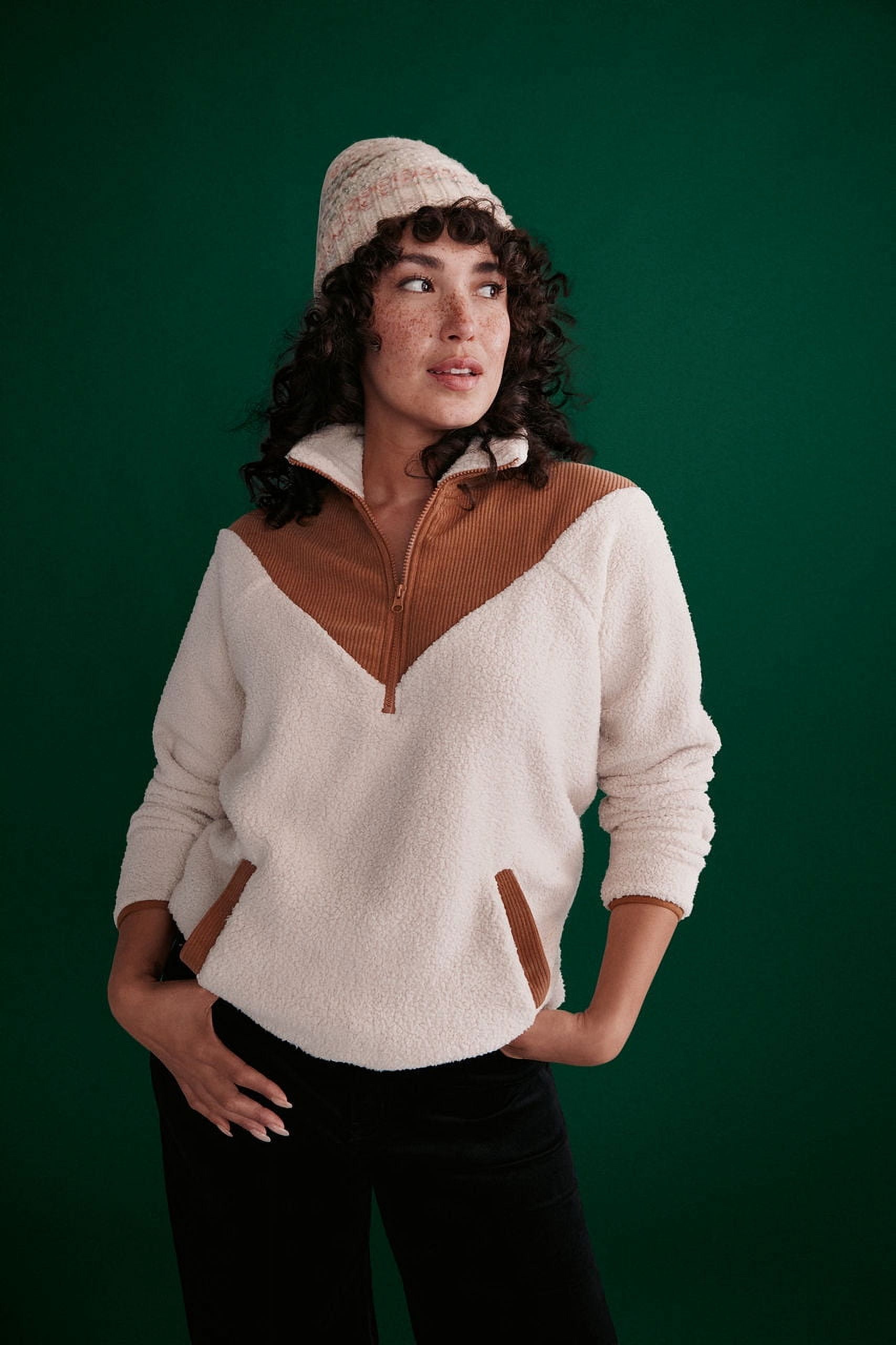 Time and Tru Women's Corduroy Fleece Pullover, Size S-XXXL