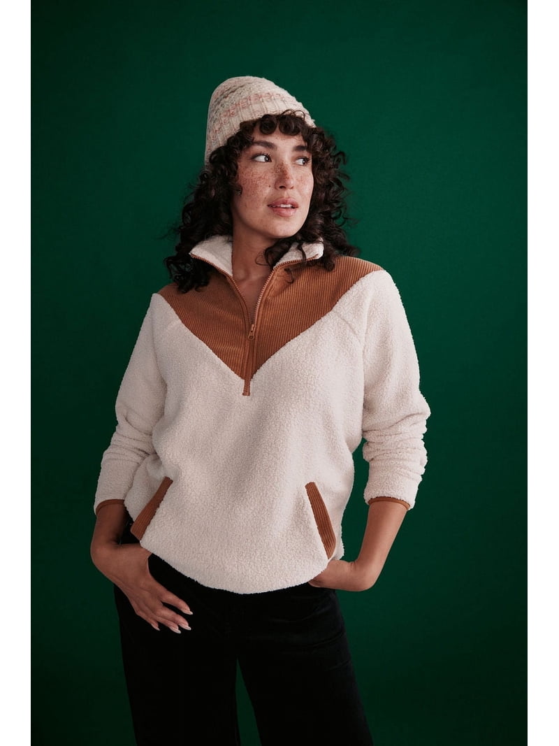 Time and Tru Women's Corduroy Fleece Pullover, Size S-XXXL