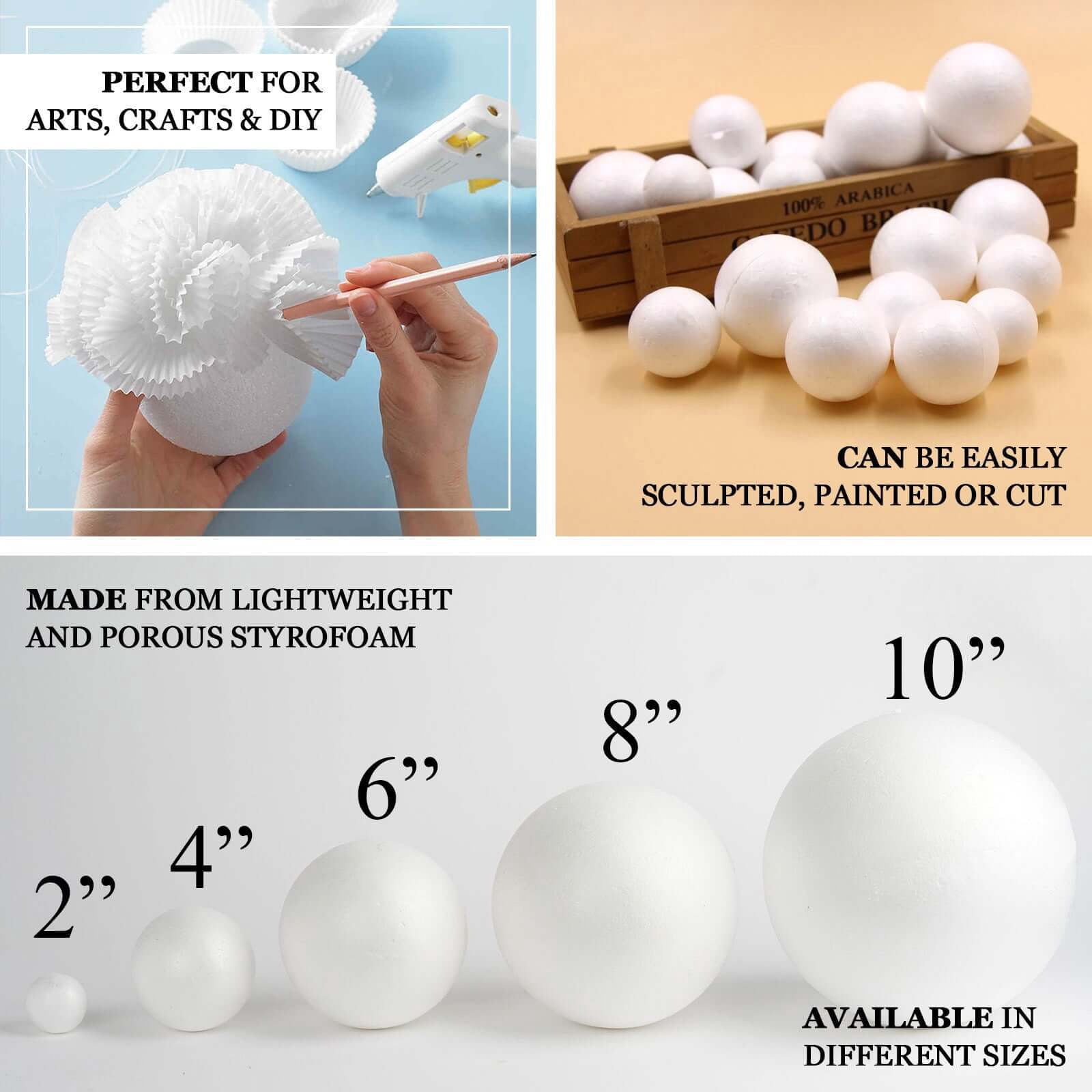 Efavormart 4 Pack | 8" White foam Filler Foam Beads Balls