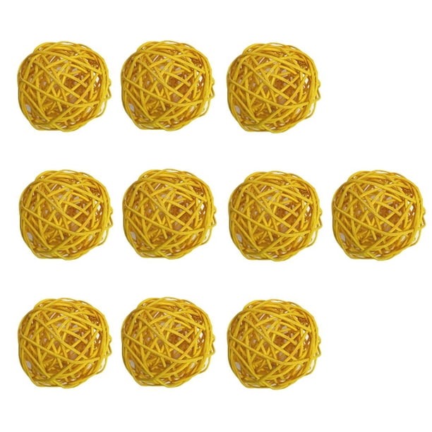 10 bolas de mimbre de ratán decorativas para fiestas, manualidades y regalos. Amarillo