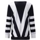 thumbnail image 4 of Camiseta holgada de manga larga con cuello en V y estampado de retazos informal a la moda para mujer Pompotops gfhjh11464, 4 of 6