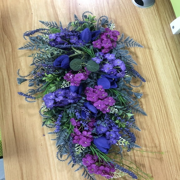 Spring Summer Front Door Teardrop Tulip Wreath Artificial Floral Swag Wreath for Home Decor