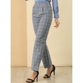 thumbnail image 2 of Pantalones a cuadros casuales para mujer, bolsillos, pierna recta, trabajo, oficina, pantalones Gris oscuro L, 2 of 6