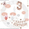 thumbnail image 3 of 3rd Birthday Decoration Rose Gold, 3 Party Supplies Decoration, 3rd Sash, 3 Cake Topper, 3rd Photo Props, confetti Balloons, Curtain, 3 of 4