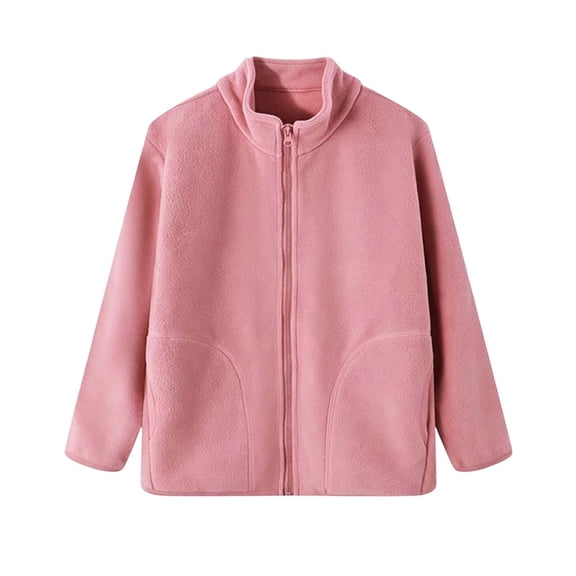 fatyb Fleece Jacket for Kids Long Sleeve with Pockets Boys Girls Full Zip Coat Lightweight Outerwear