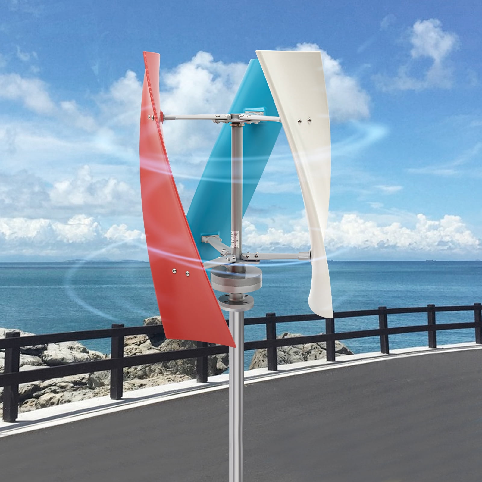 450W Wind Turbine Generator, 12V DC Vertical Axis, Low Vibration, Waterproof, for Home/Garden Use, Maglev Generator, 3 Nylon Fiber Blades