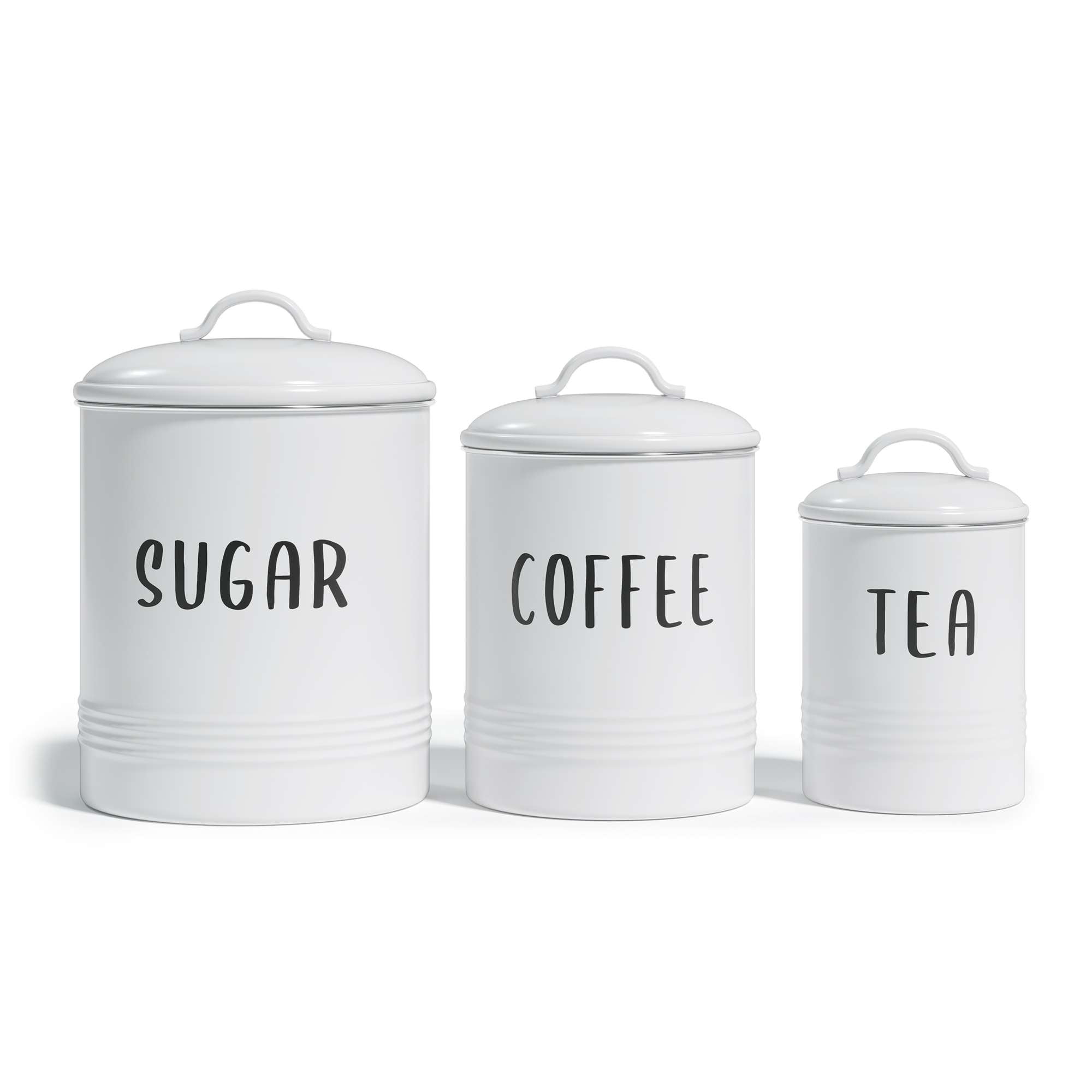 Modern Market Canister Sets for Kitchen Counter, Vintage Kitchen Canisters,  Country Rustic Farmhouse Decor for the Kitchen, Coffee Tea Sugar Flour  Farmhouse Kitchen Decor, Metal, Speckle Set of 3 