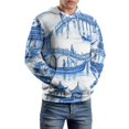 thumbnail image 5 of Blue Willow Ceramic Background Texture Men's Women Vintage 3D Hooded Sweatshirt - All-Season Loose Fit Streetwear, 5 of 6