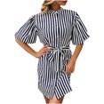 thumbnail image 2 of Jusqu'à 65 % de Rabais! Robes d'Été Mode pour Femmes 2024 Grande Taille Chemise Rayée à Manches Courtes Robe à Col, 2 of 9