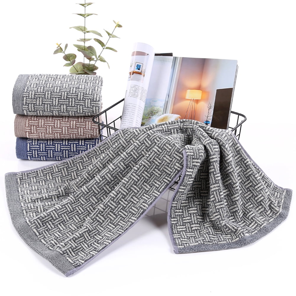 Pidada 100% Cotton Checkered Pattern Hand Towels for Bathroom Set of 4 (Gray)