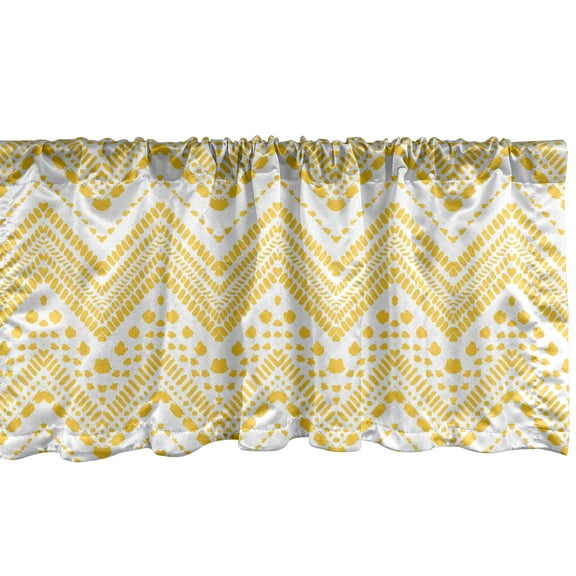 Ambesonne Yellow Chevron Window Valance, Colorful Folk Zigzag, 54" X 18", Mustard White
