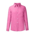 thumbnail image 4 of AherBiu Long Sleeve Shirts for Women Cotton Linen Button Lapel Open Front Lightweight Tops Blouse, 4 of 7
