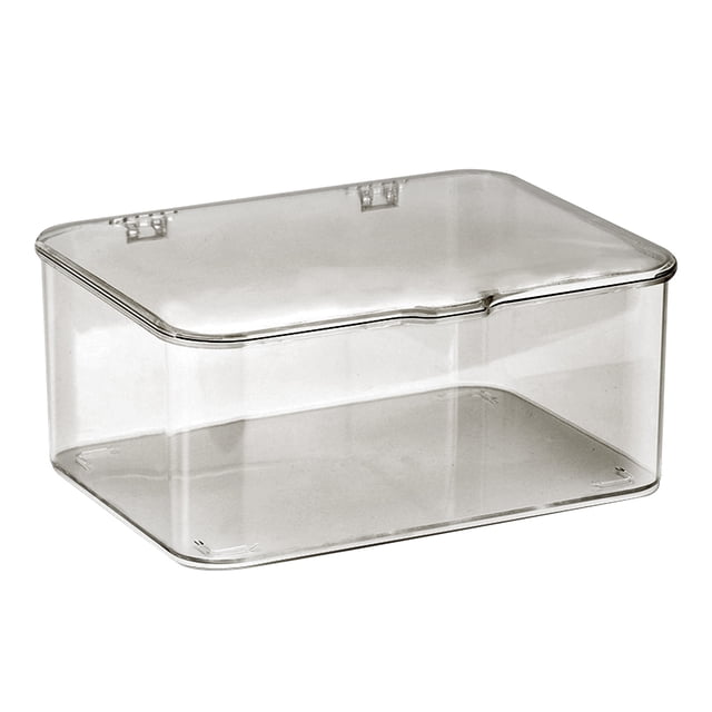 Caja de almacenamiento de escritorio de plástico de gran capacidad, resistente al polvo, multifuncional, con tapa, color gris claro