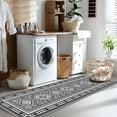 thumbnail image 6 of 2 Piece Boho Kitchen Decor Rug Set, Vintage Floral Bohemian Kitchen Floor Mats, Non Skid Washable Gray Kitchen Runner Carpet 17"x30"+17"x47" Grey, 6 of 6