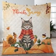 thumbnail image 4 of Happy Thanksgiving Maine Coon with Turkey Pumpkins Autumn Vibes Quilt Blanket Cat Lover Kitten Owner Gifts Cozy Comforter Throw Blanket - 12018, 4 of 5