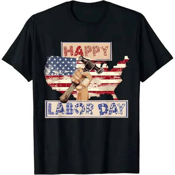 Men's Patriotic American Flag Labor Day Hammer T-Shirt