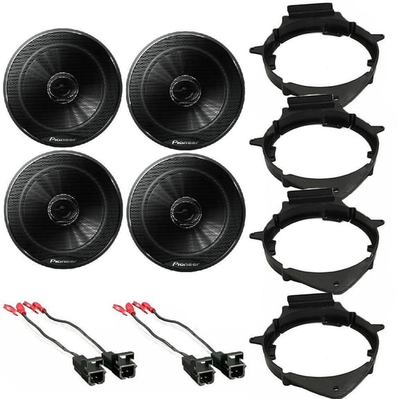 Pioneer Front and Rear Door Speakers, 300 Watts 40 Watts, Black, TS-G1620F, 4 Pack