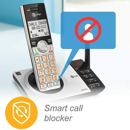 AT&T - CL82407 DECT 6.0 Expandable Cordless Phone System with Digital Answering System and Smart Call Blocker - Silver/black