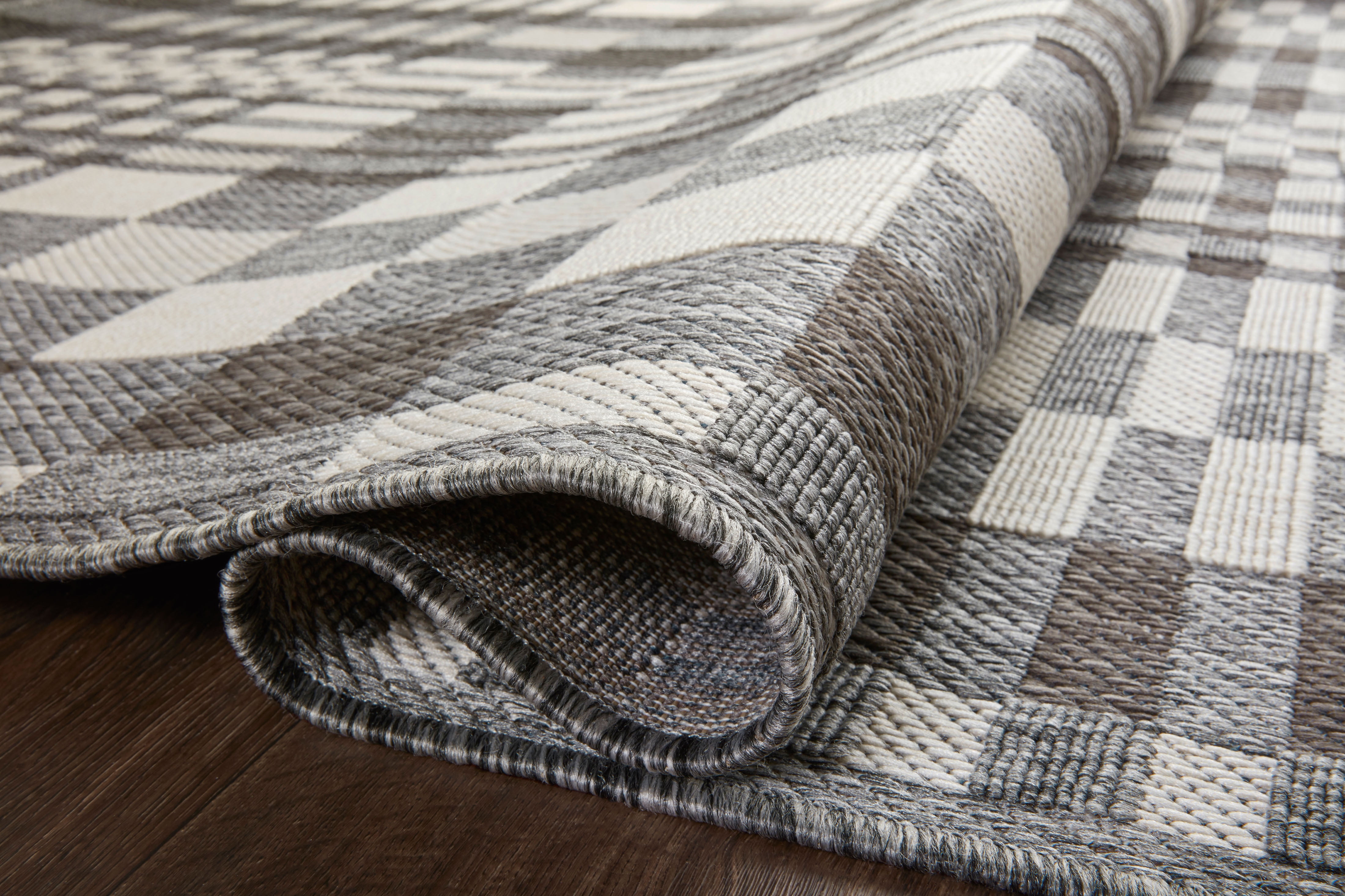 Indoor Outdoor Loloi Rainier Ivory / Pebble 5'-3" x 7'-7" Area Rug
