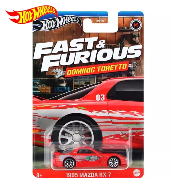 Original Hot Wheels Car 1995 Mazda RX-7 Fast & Furious Dominic Toretto Toys for Boys 1/64 Diecast Alloy Vehicle Collection Gift